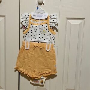 Polka Dot Rufflel and Farm Animal 4 piece short set NWT sz 24 months